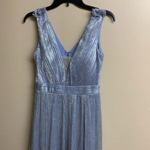 XSCAPE METALLIC LIGHT PURPLE LONG DRESS